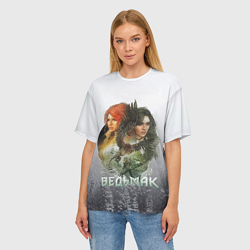 Женская футболка оверсайз Ведьмак: Трис и Йеннифер / 3D-принт – фото 3