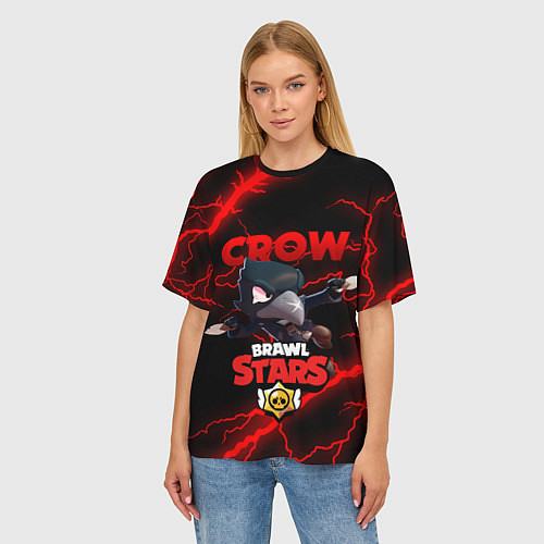 Женская футболка оверсайз BRAWL STARS CROW / 3D-принт – фото 3
