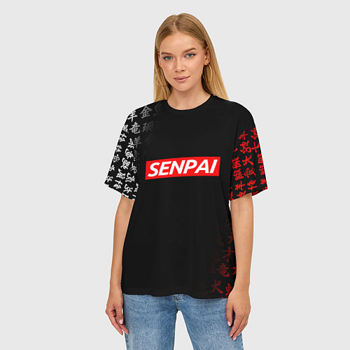 Женская футболка оверсайз СЕМПАЙ - SENPAI / 3D-принт – фото 3