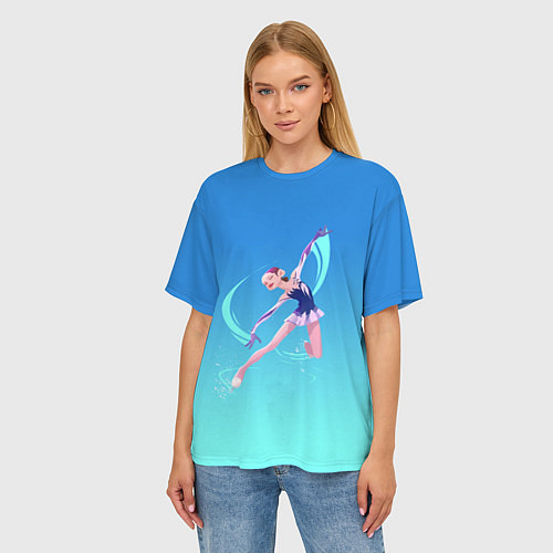 Женская футболка оверсайз Фигурное катание / 3D-принт – фото 3