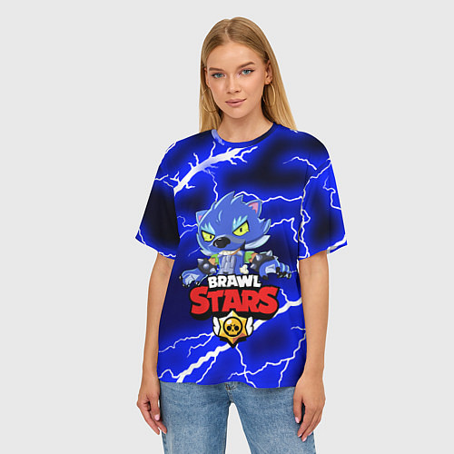 Женская футболка оверсайз BRAWL STARS LEON / 3D-принт – фото 3