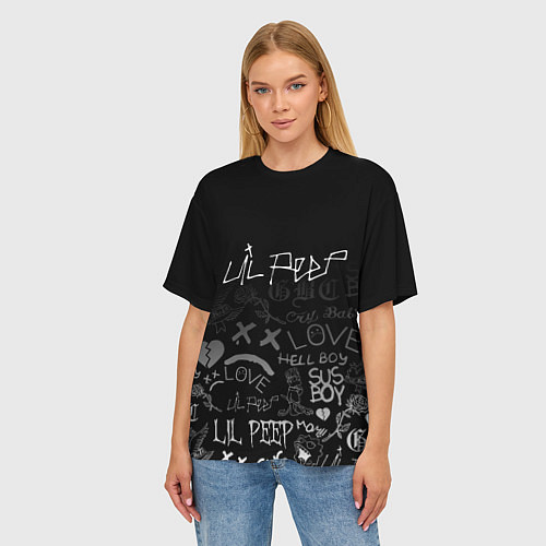 Женская футболка оверсайз LIL PEEP / 3D-принт – фото 3