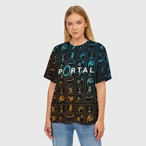 Женская футболка оверсайз PORTAL / 3D-принт – фото 3