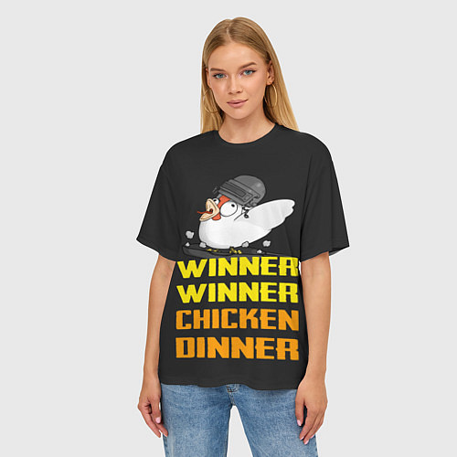 Женская футболка оверсайз Winner Chicken Dinner / 3D-принт – фото 3