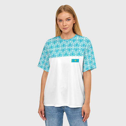 Женская футболка оверсайз Казахстан Форма / 3D-принт – фото 3