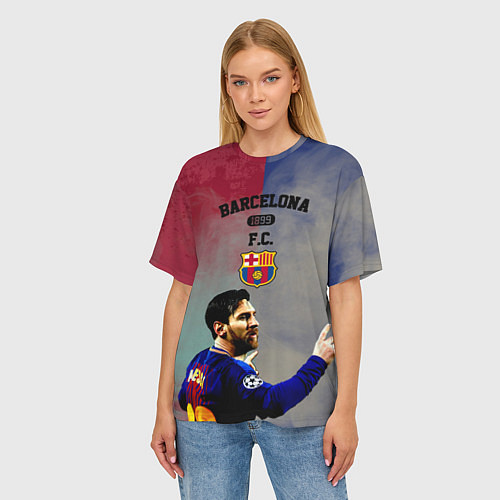 Женская футболка оверсайз Messi / 3D-принт – фото 3