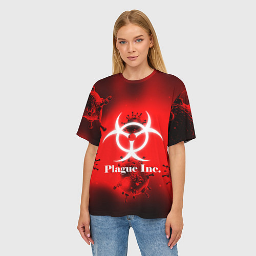 Женская футболка оверсайз PLAGUE INC / 3D-принт – фото 3