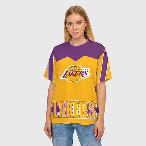 Женская футболка оверсайз Los Angeles Lakers / 3D-принт – фото 3