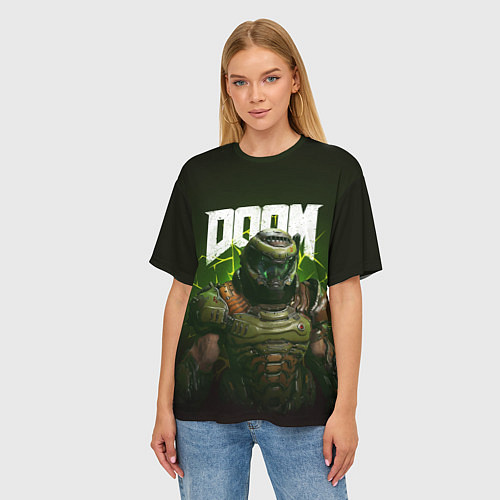 Женская футболка оверсайз Doom Eternal / 3D-принт – фото 3