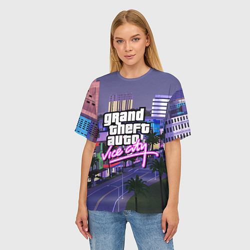 Женская футболка оверсайз Grand Theft Auto Vice City / 3D-принт – фото 3