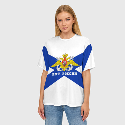 Женская футболка оверсайз ВМФ России / 3D-принт – фото 3