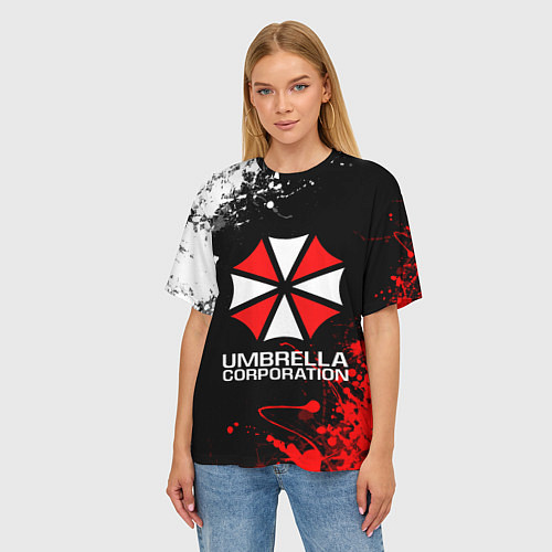 Женская футболка оверсайз UMBRELLA CORPORATION / 3D-принт – фото 3