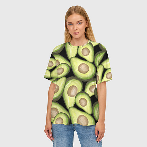 Женская футболка оверсайз Avocado background / 3D-принт – фото 3