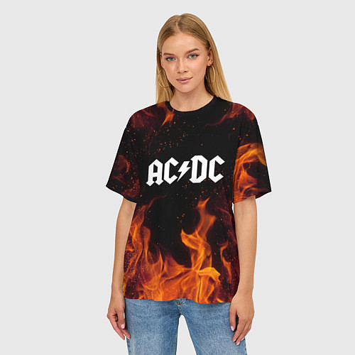 Женская футболка оверсайз AC DC / 3D-принт – фото 3