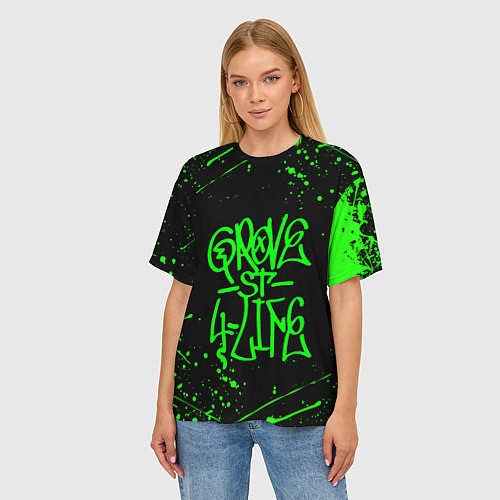 Женская футболка оверсайз GROVE STREET GTA / 3D-принт – фото 3