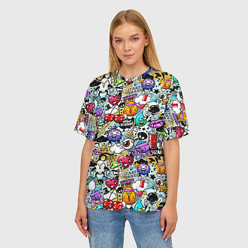 Женская футболка оверсайз Stickerboom / 3D-принт – фото 3