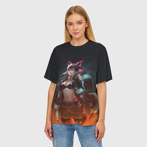 Женская футболка оверсайз Fire Force / 3D-принт – фото 3