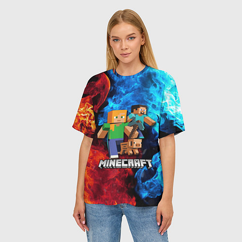 Женская футболка оверсайз Minecraft Майнкрафт / 3D-принт – фото 3