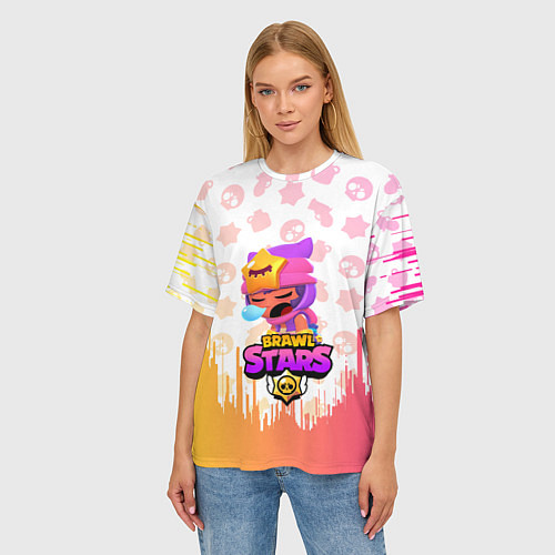 Женская футболка оверсайз BRAWL STARS SANDY / 3D-принт – фото 3