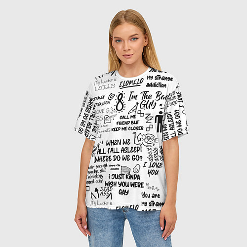 Женская футболка оверсайз МУЗЫКА БИЛЛИ АЙЛИШ / 3D-принт – фото 3