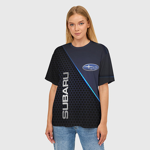 Женская футболка оверсайз SUBARU / 3D-принт – фото 3