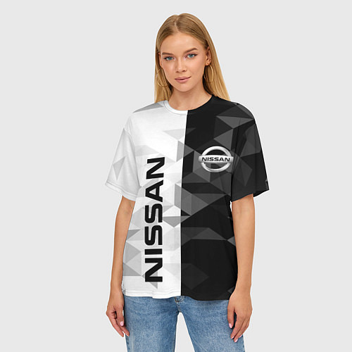 Женская футболка оверсайз NISSAN / 3D-принт – фото 3