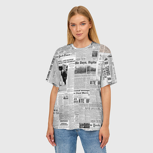 Женская футболка оверсайз Газета Newspaper / 3D-принт – фото 3