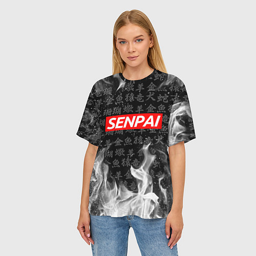 Женская футболка оверсайз SENPAI / 3D-принт – фото 3