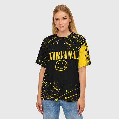 Женская футболка оверсайз NIRVANA / 3D-принт – фото 3