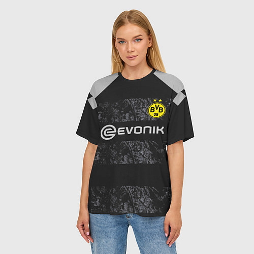 Женская футболка оверсайз Borussia away 19-20 / 3D-принт – фото 3