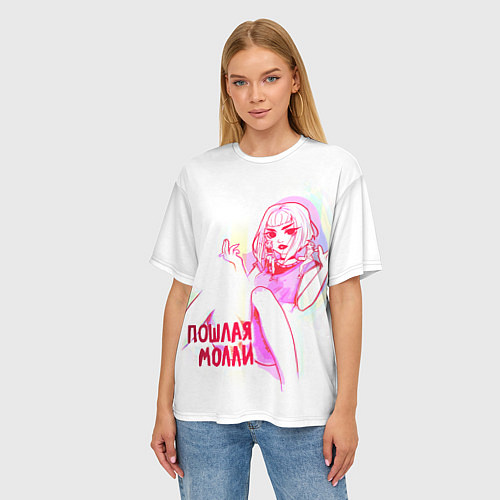 Женская футболка оверсайз Пошлая МоллиРБ / 3D-принт – фото 3