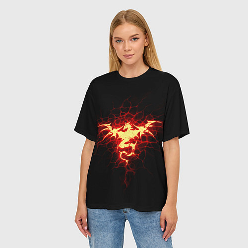 Женская футболка оверсайз Огненный Дракон / 3D-принт – фото 3