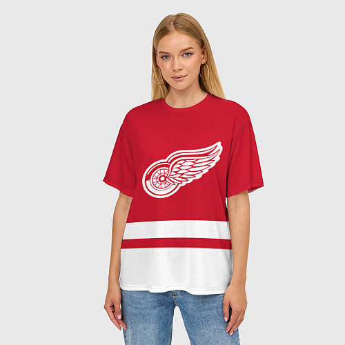 Женская футболка оверсайз Детройт Ред Уингз / 3D-принт – фото 3