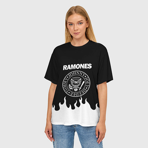 Женская футболка оверсайз RAMONES / 3D-принт – фото 3