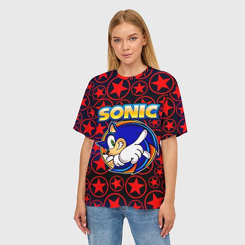 Женская футболка оверсайз Sonic / 3D-принт – фото 3