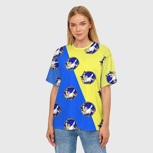 Женская футболка оверсайз Sonic - Соник / 3D-принт – фото 3