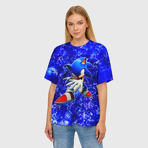 Женская футболка оверсайз Sonic Молнии / 3D-принт – фото 3