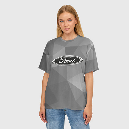 Женская футболка оверсайз Ford чб / 3D-принт – фото 3