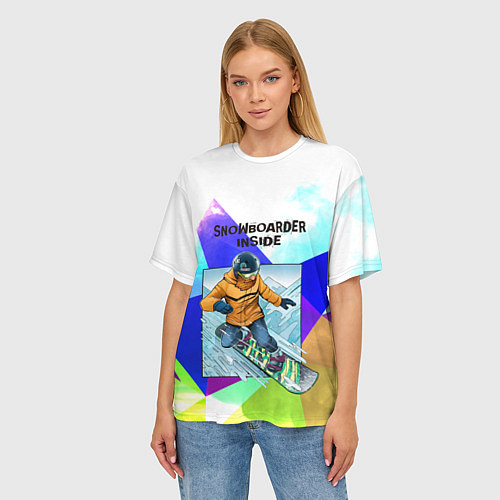 Женская футболка оверсайз Сноуборд / 3D-принт – фото 3