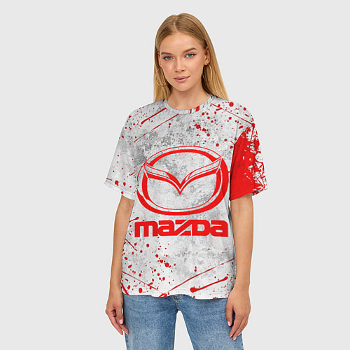 Женская футболка оверсайз MAZDA RED LOGO / 3D-принт – фото 3