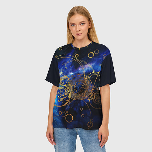Женская футболка оверсайз Space Geometry / 3D-принт – фото 3