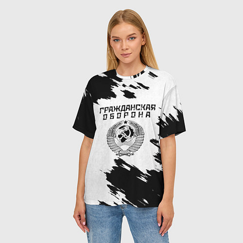 Женская футболка оверсайз Гражданская оборона / 3D-принт – фото 3