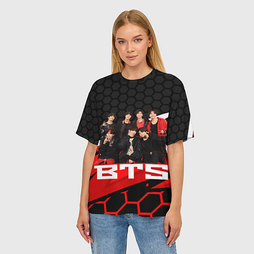Женская футболка оверсайз BTS / 3D-принт – фото 3