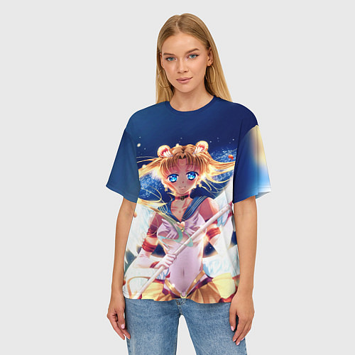 Женская футболка оверсайз SAILOR MOON / 3D-принт – фото 3