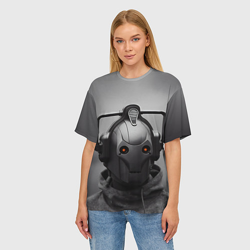 Женская футболка оверсайз CYBERMAN / 3D-принт – фото 3