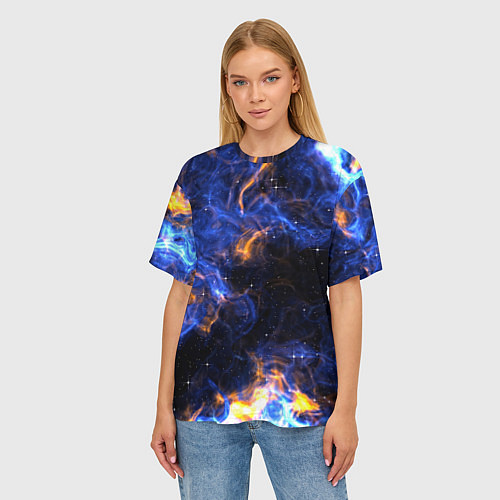 Женская футболка оверсайз Космос / 3D-принт – фото 3