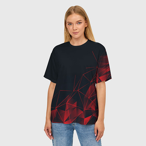Женская футболка оверсайз RED STRIPES / 3D-принт – фото 3