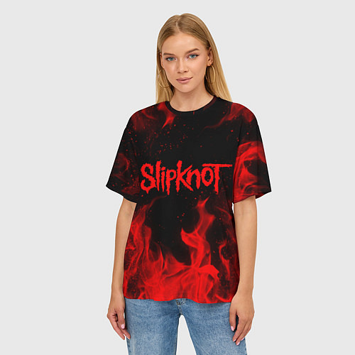 Женская футболка оверсайз SLIPKNOT / 3D-принт – фото 3
