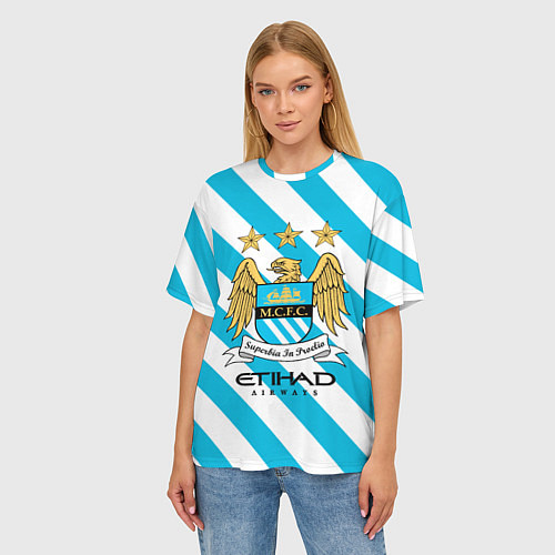 Женская футболка оверсайз Манчестер Сити / 3D-принт – фото 3