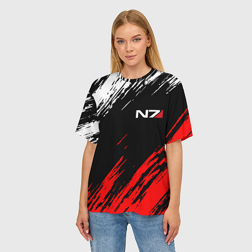 Женская футболка оверсайз MASS EFFECT N7 / 3D-принт – фото 3